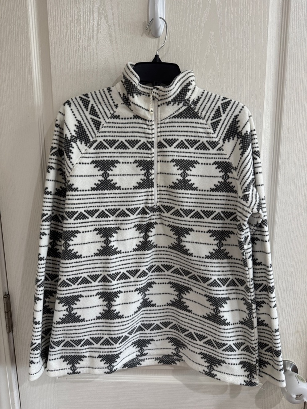 Eddie Bauer Gray & White Aztec Quarter-Zip Fleece